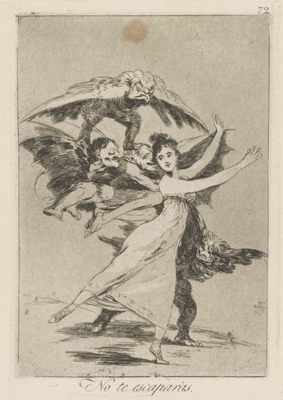 Ingen te escapr?s. (Du vil ikke undslippe.), pl. 72 fra serien Los caprichos af Francisco de Goya