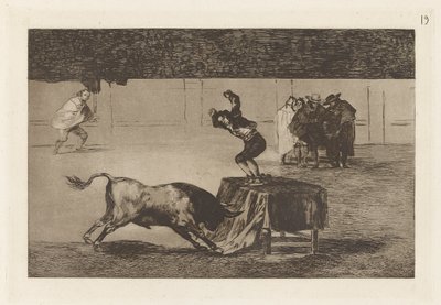 Endnu en galskab af ham på samme firkant (Another Madness of his in the Same Ring), tavle 19 fra La tauromaquia af Francisco de Goya