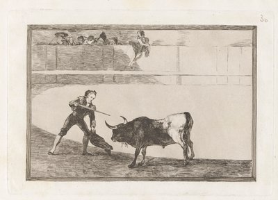 Pedro Romero drab? stående tyr (Pedro Romero Killing the Halted Bull), Plade 30 fra La tauromaquia af Francisco de Goya
