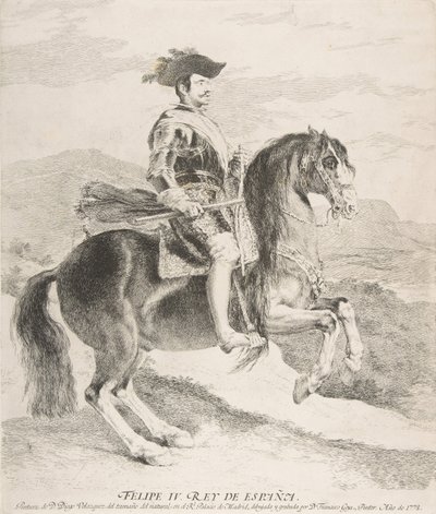 Filip IV til hest, efter Velázquez, 1778. af Francisco de Goya