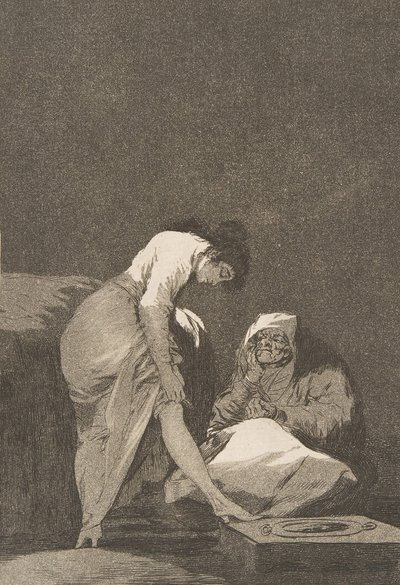 Tavle 17 fra Los Caprichos: Den er pænt strakt af Francisco de Goya