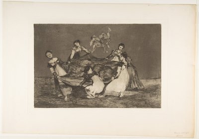 Plade 1 fra Disparates: Feminin dårskab., ca. 1816-23 udgivet 1864. af Francisco de Goya