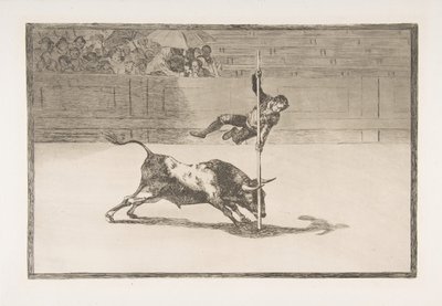 Plade 20 fra Tauromaquia: Juanito Apiñanis smidighed og frækhed i [ringen] ..., 1816. af Francisco de Goya