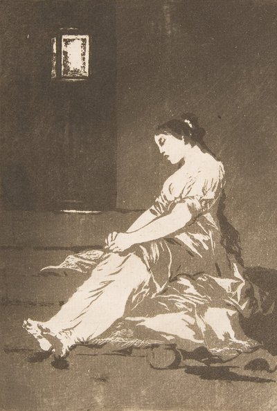 Plade 32 fra Los Caprichos: Fordi hun var modtagelig., 1799. af Francisco de Goya