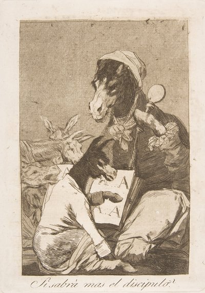 Plade 37 fra The Whims: Kan eleven ikke vide mere, hvis disciplen skal vide mere, 1799. af Francisco de Goya