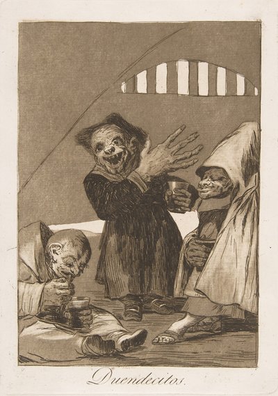 Plade 49 fra Los Caprichos: Hobgoblins Duendecitos., 1799. af Francisco de Goya