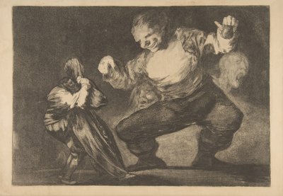 Plade 4 fra Disparates: Simpleton, ca. 1816-23 privat trykkeri ca.1854. af Francisco de Goya