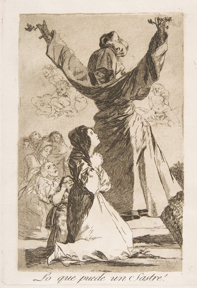 Tallerken 52 fra Los Caprichos: Hvad en skrædder kan! Hvilken skrædder kan!, 1799. af Francisco de Goya