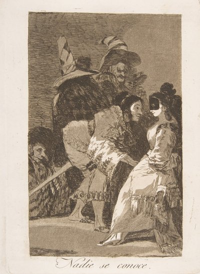 Plade 6 fra Los Caprichos: Ingen kender sig selv Nadie se conoce., 1799. af Francisco de Goya