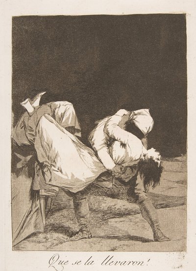 Plade 8 fra Los Caprichos: De bar hende væk! De tog hende!, 1799. af Francisco de Goya