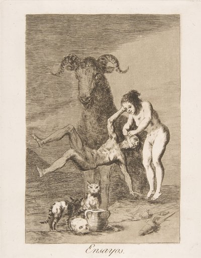 Plade 60 fra Los Caprichos: Trials Essays., 1799. af Francisco de Goya