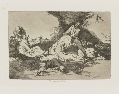 Se aprovechan. (De gør brug af dem.), pl. 16 fra serien Los desastres de la guerra (Krigens katastrofer) af Francisco de Goya