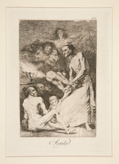 Sopla (Blæse), pl. 69 fra serien Los caprichos af Francisco de Goya