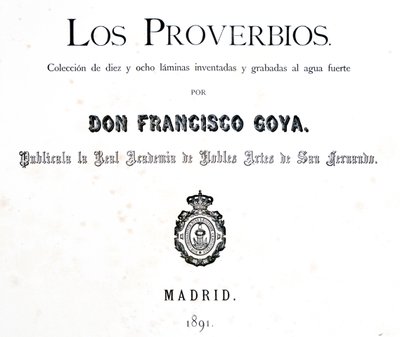 Titelblad til Los Proverbios eller Ordsprog, 1819-1823 af Francisco de Goya