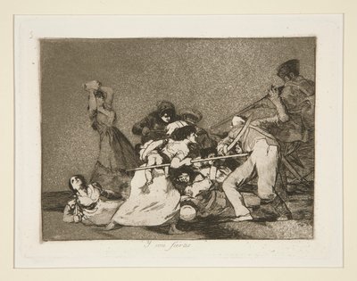 Y søn Fieras (og de er som vilde dyr), pl. 5 fra los desastres de la Guerra (krigskatastroferne) af Francisco de Goya