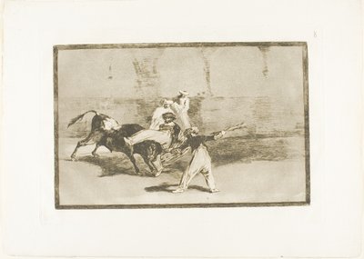 A Moor Fanget af Tyren i Ringen, plade 8 fra The Art of Tyrefighting af Francisco Jose de Goya y Lucientes