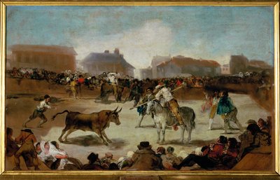 En tyrefægtning i en landsby (maleri på lærred) af Francisco Jose de Goya y Lucientes