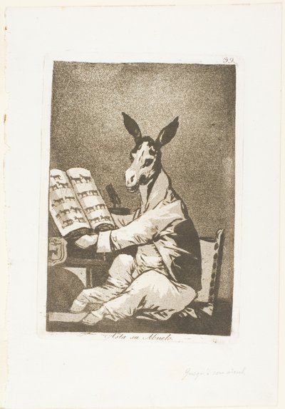 Og det var hans bedstefar, tallerken 39 fra Los Caprichos af Francisco Jose de Goya y Lucientes
