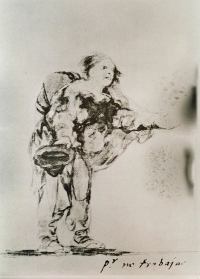 Beggarwoman (papir og trækul) af Francisco Jose de Goya y Lucientes