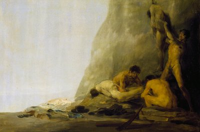 Kannibaler forbereder deres ofre, eller ligene af Jean de Brebeuf og Gabriel Lallemant, der bliver flået af irokeserne i 1649, ca. 1800-08 (olie på panel) af Francisco Jose de Goya y Lucientes