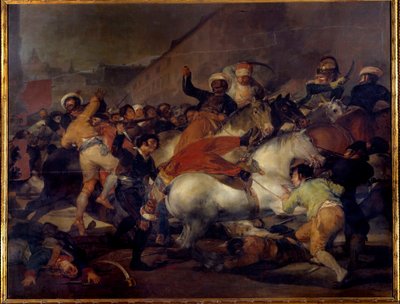 El dos de Mayo (2. maj) eller "" Mamelukkernes anklage"": oprør mod Joseph Bonaparte (bror til Napoleon I) i Madrid den 2/05/1 Maleri af Francisco de Goya og Lucients (1746-1828). 1814. Søn. 2,66x3,45 m Madrid. Eng Museum. af Francisco de Goya