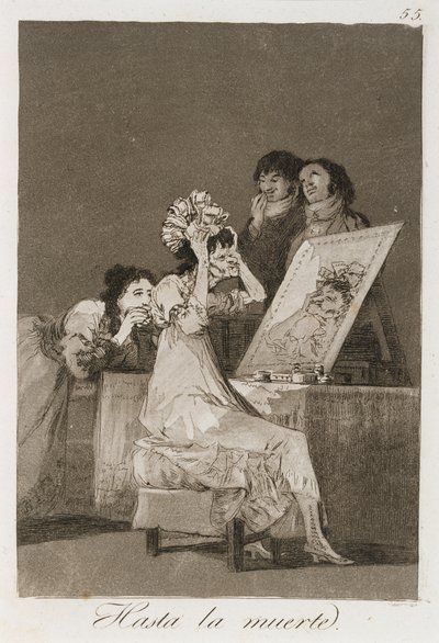 Hasta la muerta fra Los Caprichos, udgivet 1799 (ætsning, poleret akvatint og tørnål) af Francisco de Goya
