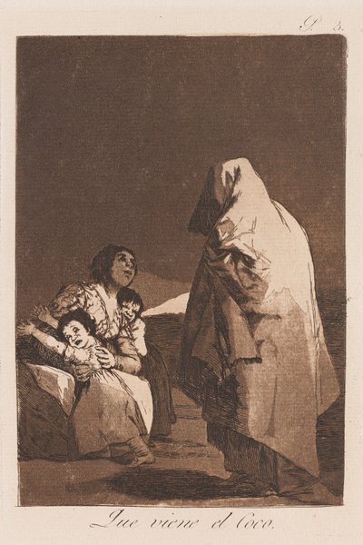 Here Comes the Bogey, slutningen af den 18.-begyndelsen af den 19 århundrede (tryk) af Francisco de Goya