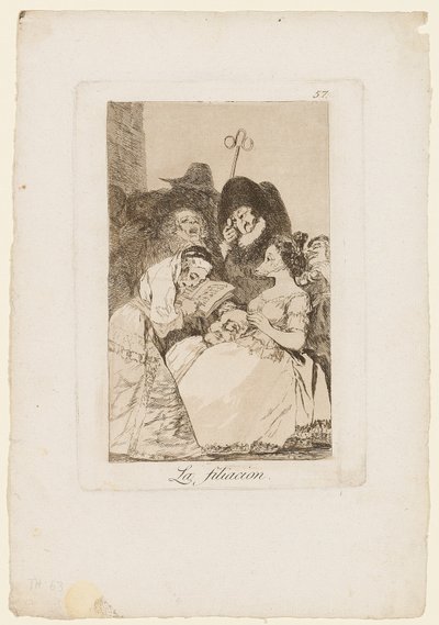 La Filiacion, tallerken fra "Los Caprichos", 1799 af Francisco de Goya