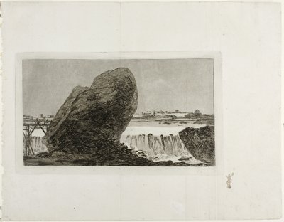 Landskab med vandfald, før 1810 af Francisco de Goya