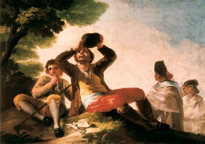 ""Le buveur"" Francisco de Goya y Lucientes (1746-1828). 1777. Madrid. Musee du Prado. af Francisco Jose de Goya y Lucientes