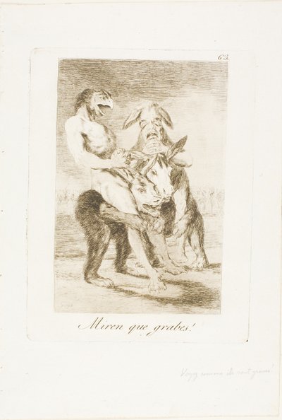 Se hvor højtidelige de er!, tallerken 63 fra Los Caprichos af Francisco Jose de Goya y Lucientes