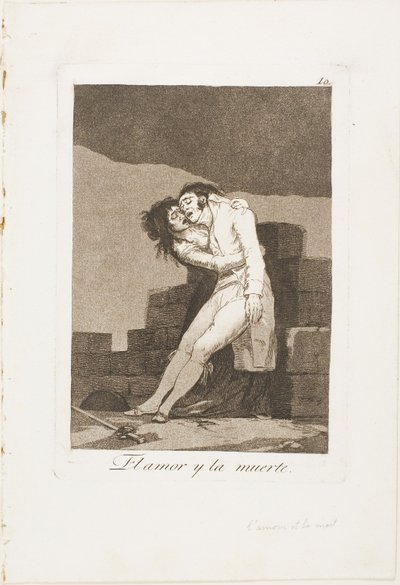 Kærlighed og død, tallerken ti fra Los Caprichos af Francisco Jose de Goya y Lucientes