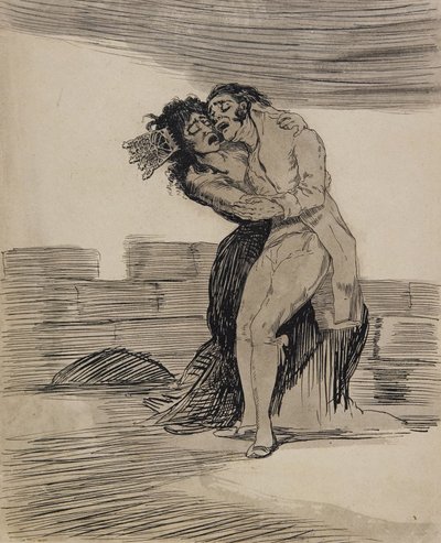 Mand og kvinde, der omfavner hinanden af Francisco Jose de Goya y Lucientes