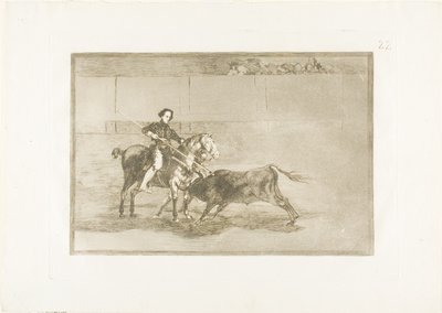 Mandigt mod af den berømte Pajuelera i ringen ved Saragossa, tallerken 22 fra The Art of Tyrefighting af Francisco Jose de Goya y Lucientes