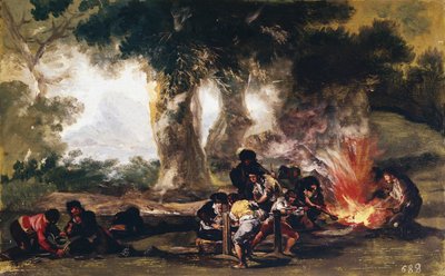 Fremstilling af bolde i Sierra de Tardienda - Olie på lærred af Francisco de Goya