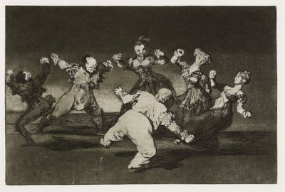 Glædelig dårskab (Disparate alegre), Plade 12 fra "Los Proverbios", ca. 1819-24 (ætsning, akvatint, lavis, burnisher, drypoint & burin på papir) af Francisco de Goya