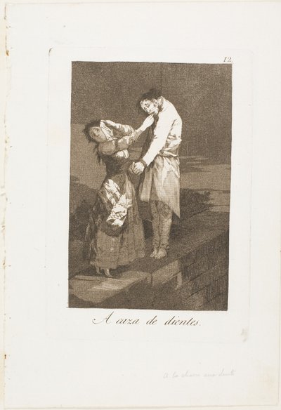 Ud på jagt efter tænder, tallerken tolv fra Los Caprichos af Francisco Jose de Goya y Lucientes