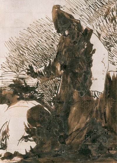 ""Karakterer, der knæler sig foran en munk"". Vasketegning af Francisco de Goya y Lucientes (1746-1828). 1820.Madrid. Prado Museum. af Francisco Jose de Goya y Lucientes