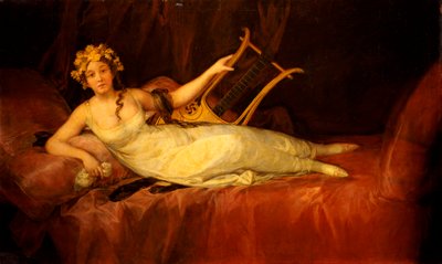 Portræt af den 10. Marquesa de Santa Cruz som musen, Euterpe, 1805 af Francisco de Goya