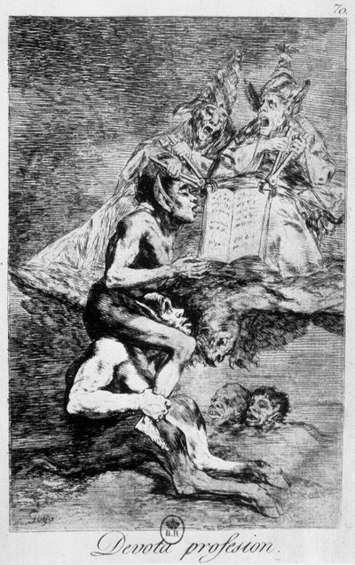 Trosbekendelse, heksescene med elvere af Goya, slutningen af det 18. århundrede. af Francisco de Goya