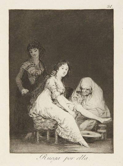 Hun beder for hende, blad 31 fra Los Caprichos af Francisco Jose de Goya y Lucientes