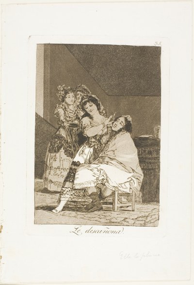Hun forlader ham, tallerken 35 fra Los Caprichos af Francisco Jose de Goya y Lucientes