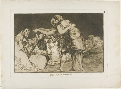 Hun der er syg onsdag går aldrig glip af en chance for at sige det, tallerken syv fra Los Proverbios af Francisco Jose de Goya y Lucientes