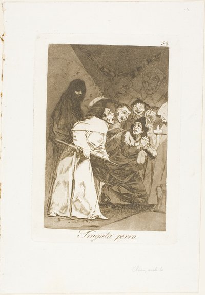 Slug den, hund, tallerken 58 fra Los Caprichos af Francisco Jose de Goya y Lucientes