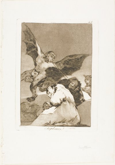Tale-Bearers - Blasts of Wind, plade 48 fra Los Caprichos af Francisco Jose de Goya y Lucientes
