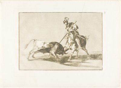 Cid Campeador, der spidder en anden tyr, tallerken elleve fra The Art of Tyrefighting af Francisco Jose de Goya y Lucientes