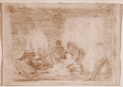 The Disasters of War: En mand vidne til voldtægten af sin kone (Tegning af Francisco de Goya