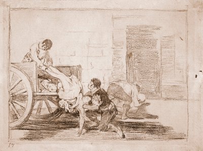 The Disasters of War: Billadninger til kirkegården (forberedende tegning af Francisco de Goya