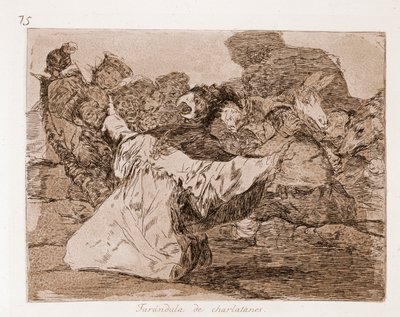 The Disasters of War: Farandole af charlataner (radering fra forberedende tegning af Francisco de Goya