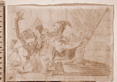 The Disasters of War: Farandole af charlataner (forberedende tegning af Francisco de Goya
